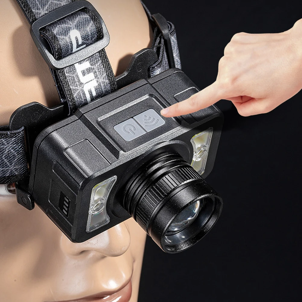 

Светодиодный Многофункциональный перезаряжаемый налобный фонарь с датчиком волны, водонепроницаемый налобный фонарь для кемпинга, регули...