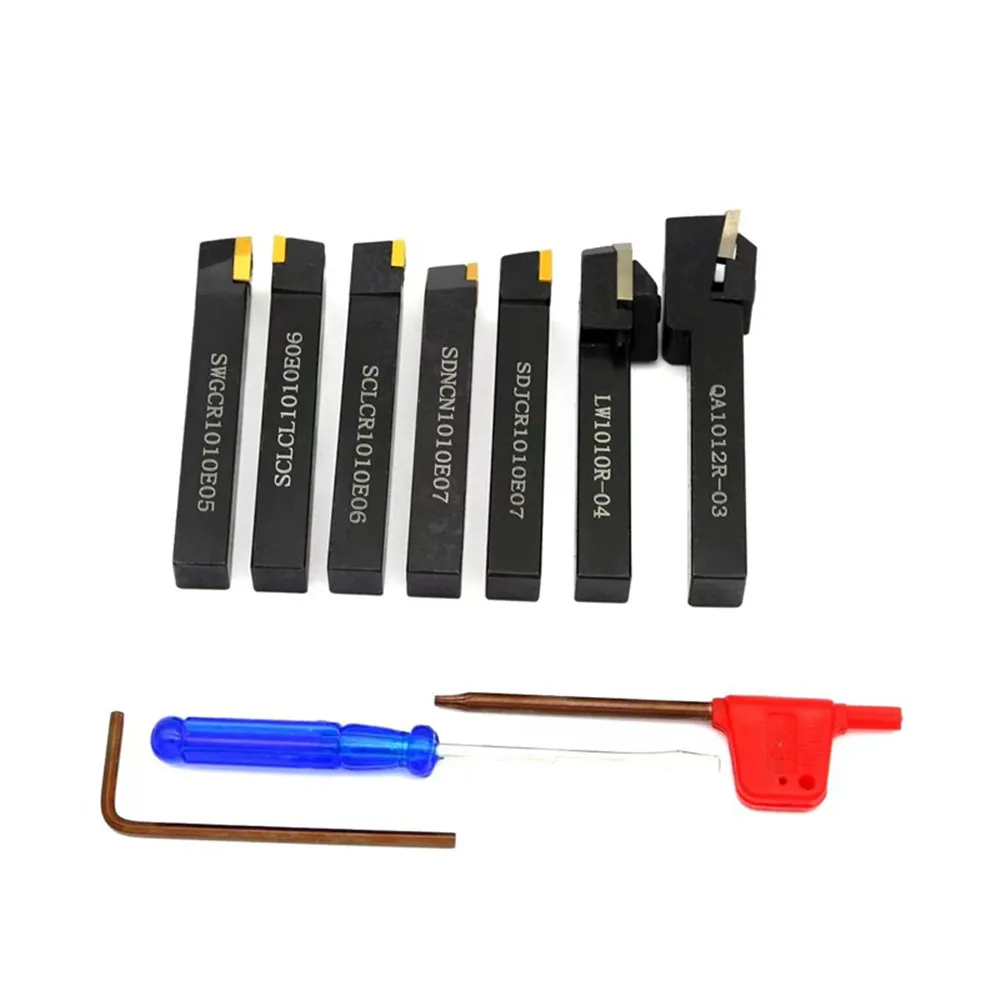 

6 мм, 8 мм, 10 мм, 7 шт./компл., набор режущих инструментов для токарных станков со вставками для станка с ЧПУ, луженый, набор токарных инструментов для токарных станков