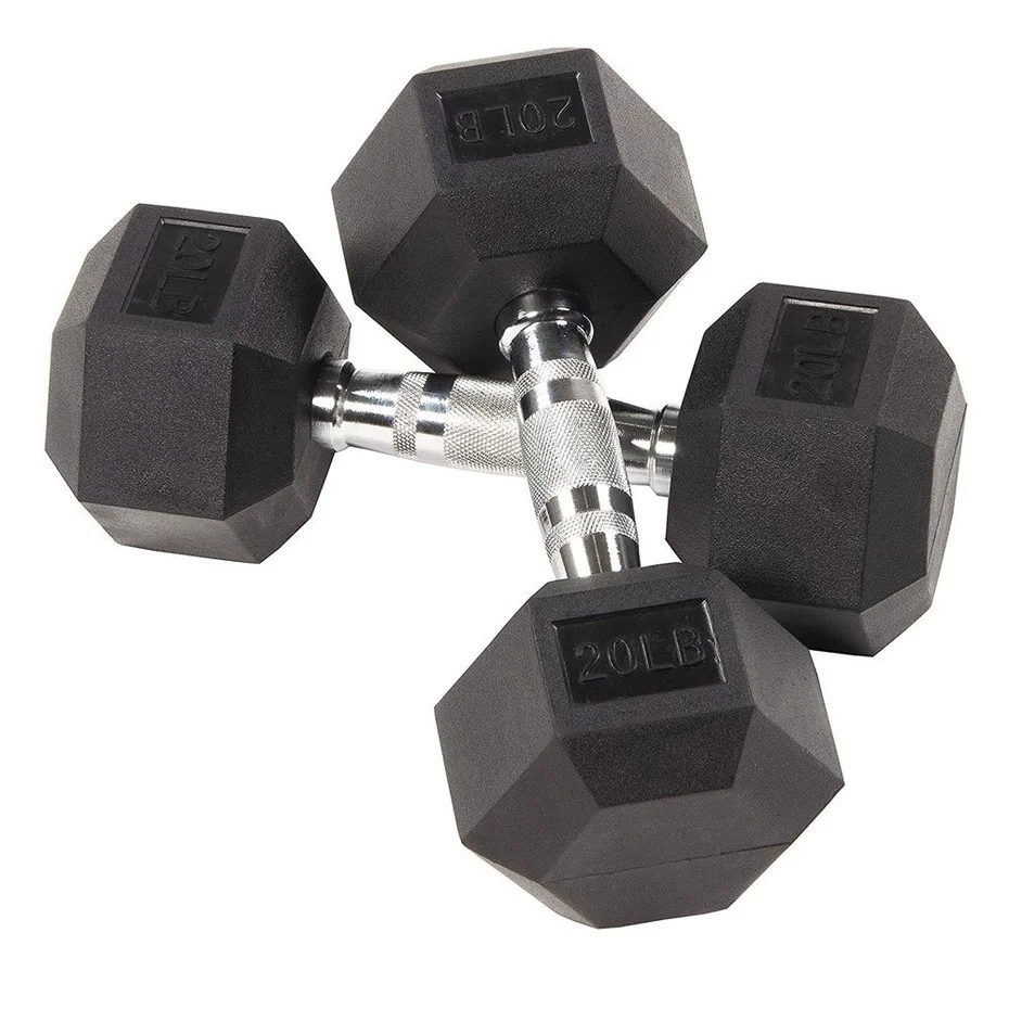 

Гантели резиновый в оболочке Hex высокого качества, 20 фунтов, пара