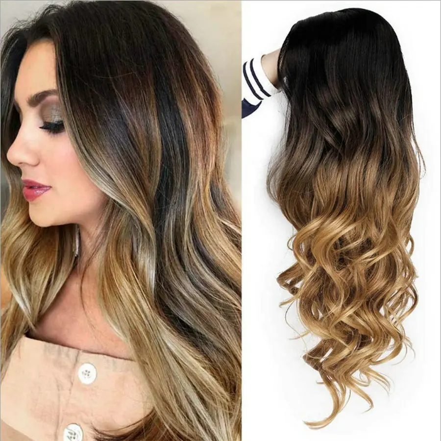 Middle Part Gradient Long Straight Synthetic Wig Full Mechanism Women'S Daily Wig SiNuo High Temperature Synthetic Wig