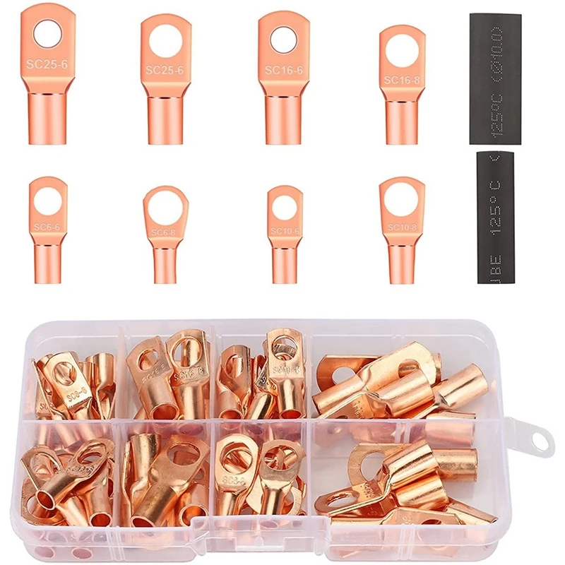 

140 Pieces Of Copper Wire Lugs, Terminal Connector Classification Kits
