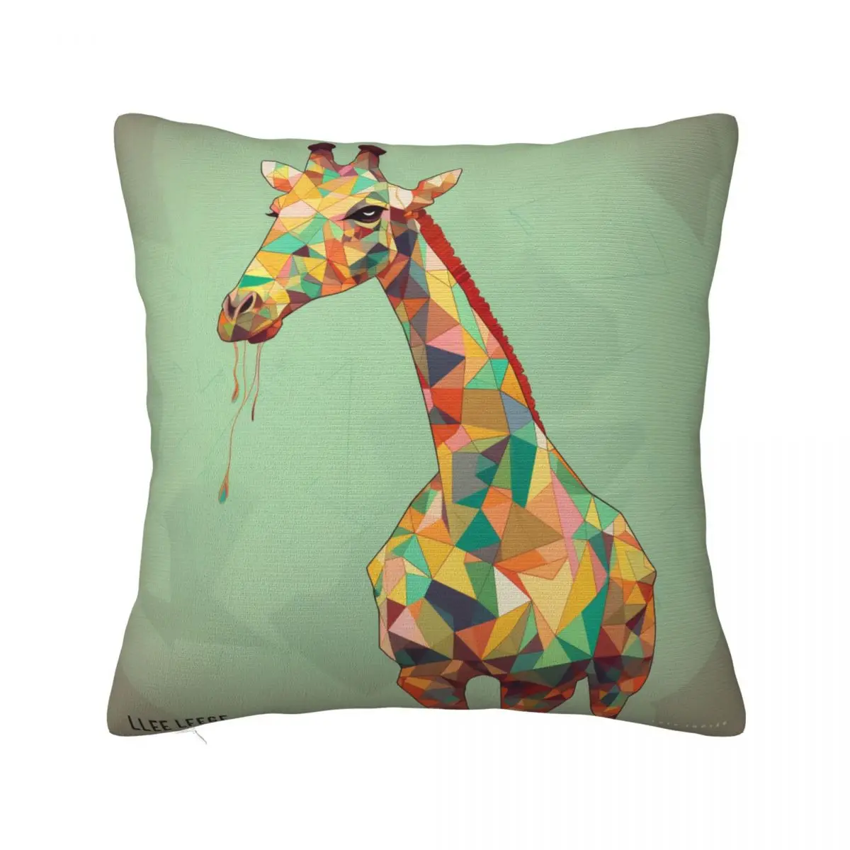 

Giraffe Pillow Case Cartoon Line with Color Colored Polyester Pillowcase Hugging Zipper Spring Cover