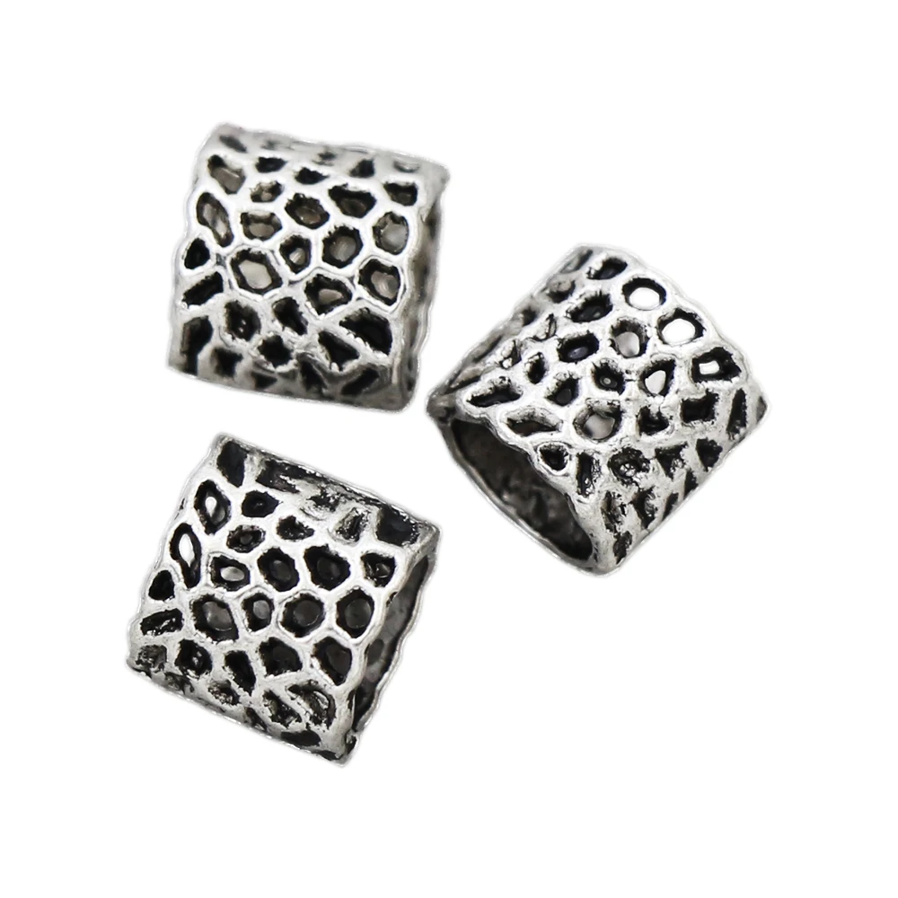 

200Pcs Antique Silver Hollow Round Alloy Metal Beads Fit European Charm Bracelets Fashion Jewelry Findings Components L1459