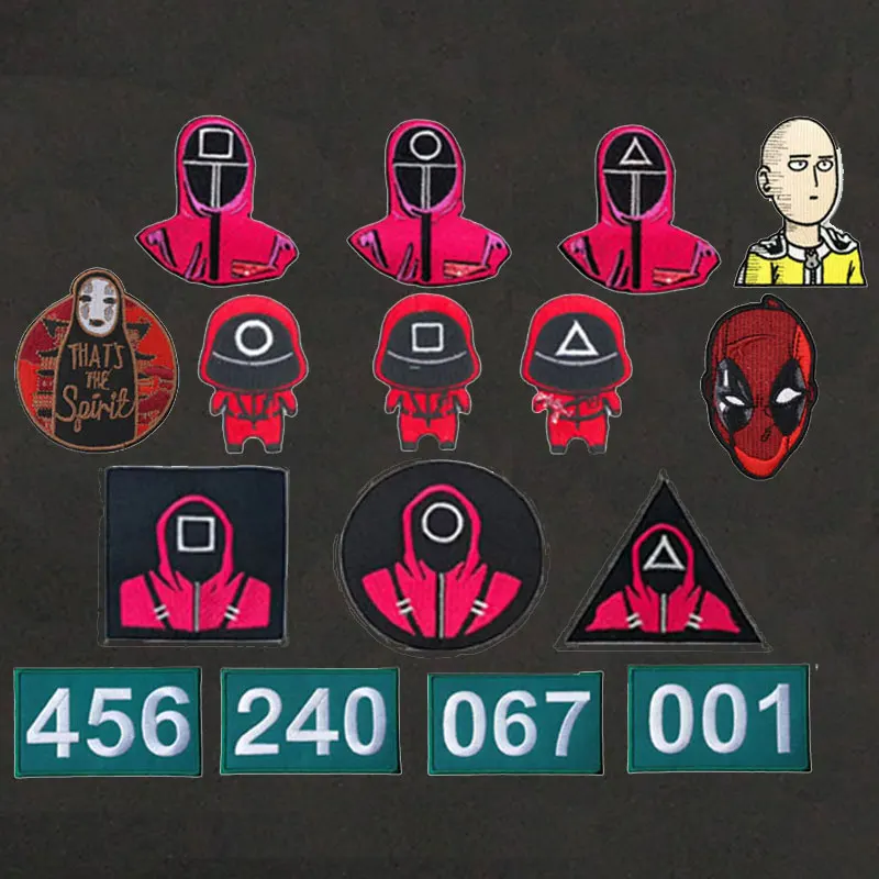 

Anime Patches Squid Game Embroidery Sticker One Punches Man Stickers LOGO Iron on Patches значок Badge Parches Ropa Applique