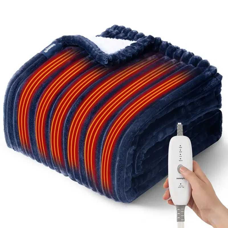 

1pc Heated Blanket, Warm Flannel Throw Blanket For Winter Living Room & Bedroom, Quick Heating & Safe With 4 Heating Levels And