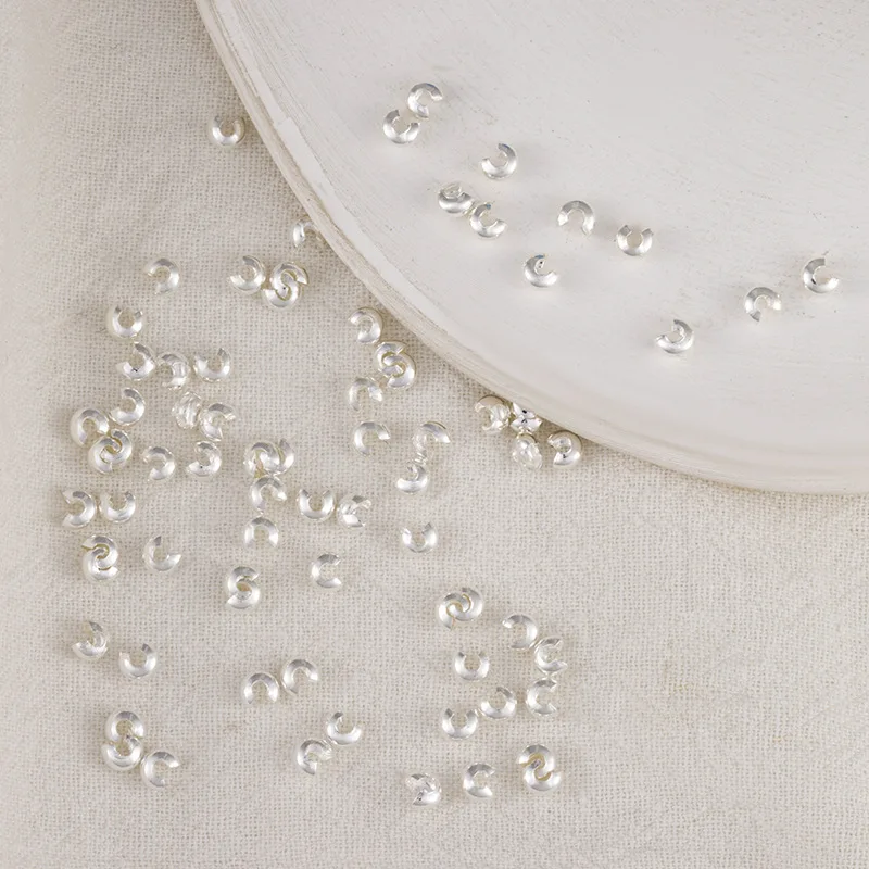 Open Crimp Covers End Beads Stopper Spacer 3mm 4mm 5mm Gold and Silver Color Plated Copper Jewellery Findings Diy Making Suppli