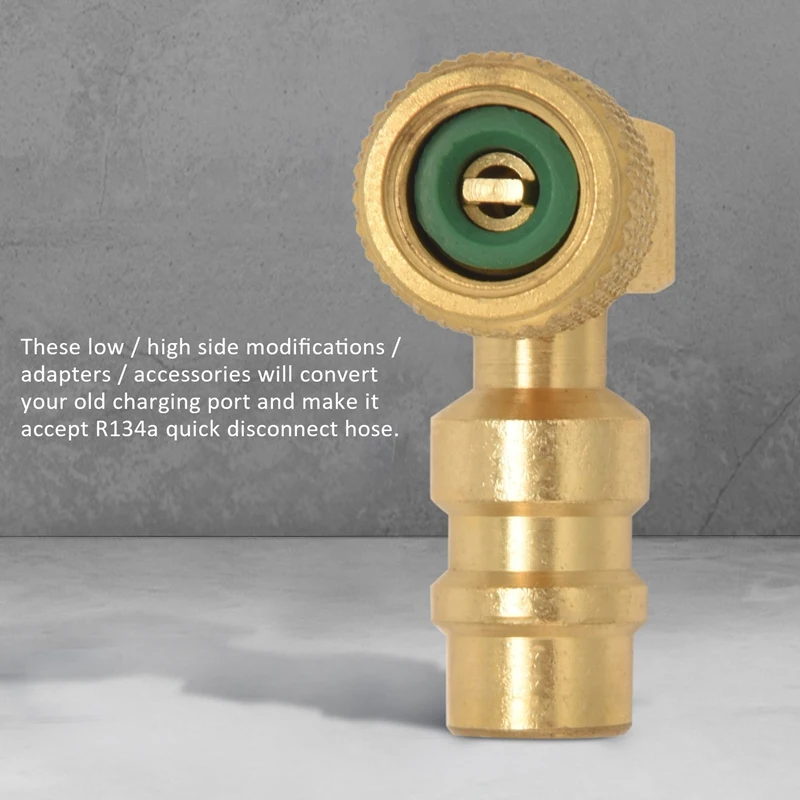 R12 To R134 A High/Low AC Fitting Port Retrofit Conversion Adapter Quick Coupler Valve A/C 90 Degree