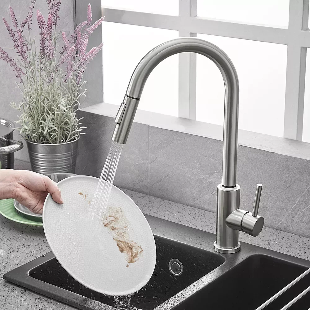 

Pull Out Brush Nickel Sensor Kitchen Faucets Hot And Cold Sink Faucet Kitchen Mixer Touch Control Sink Tap ברז מטב ברז לכיור