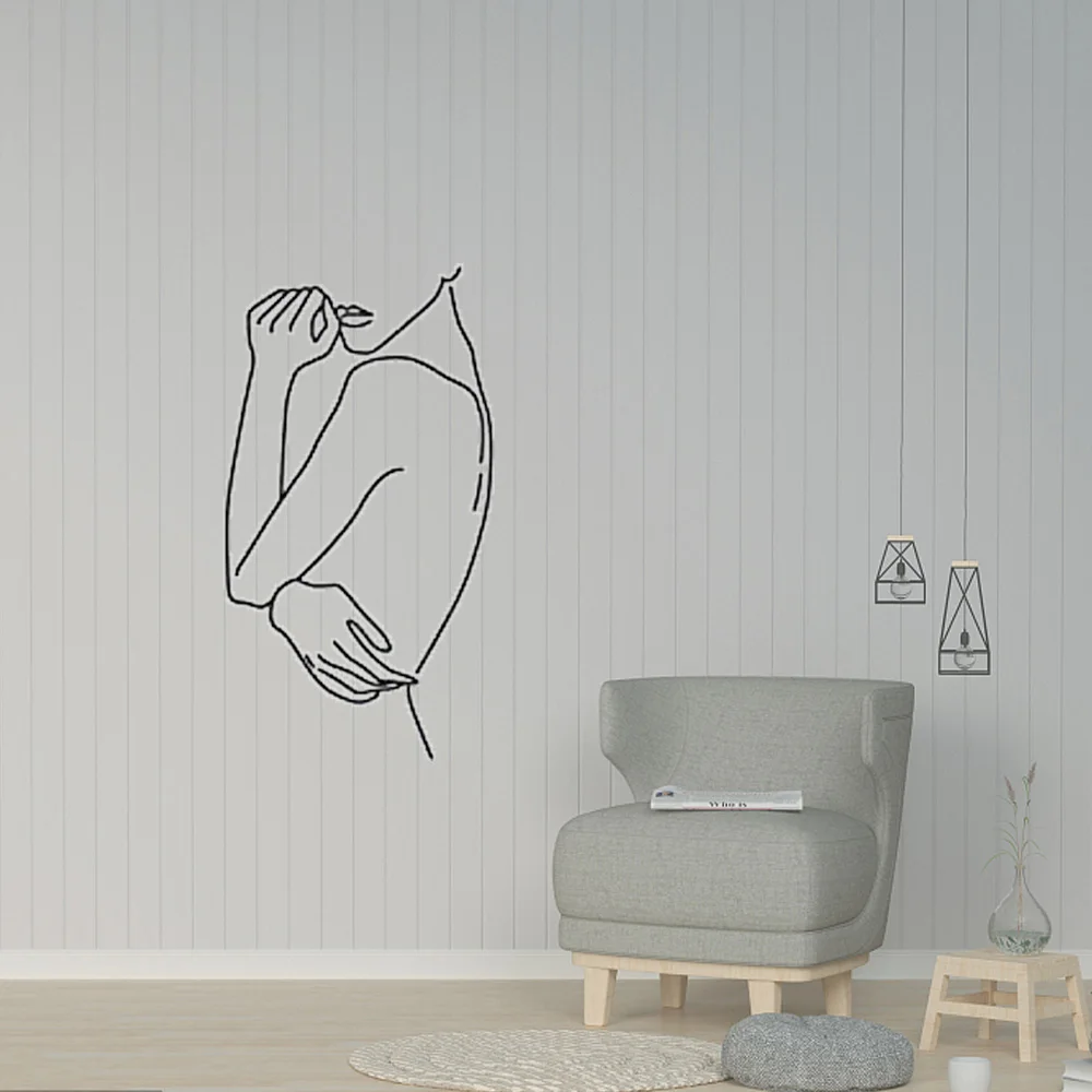

Woman Silhouette Modern Feminine Body Shape Sticker for Women Girls Bedroom Home Vinyl Wall Art Decal