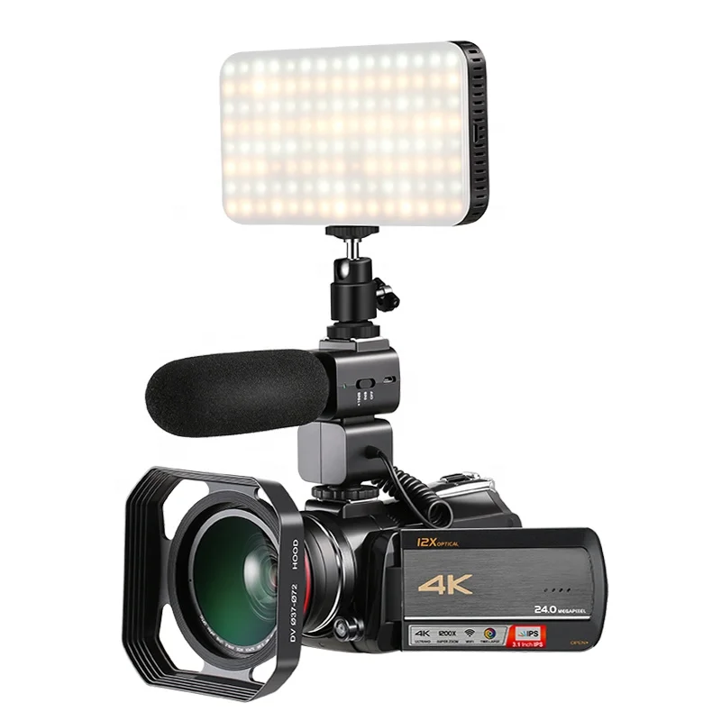 Фото Профессиональная цифровая видеокамера 4K с 12-кратным оптическим зумом, Wi-Fi камера, 3,1 дюймовый IPS сенсорный экран, видеокамера с микрофоном ORDRO AC5 №1