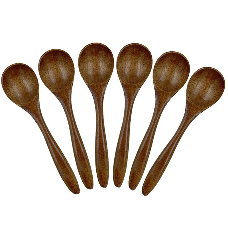 

Small Wooden Spoons,18 PCS 5.3 Inch Natural Soup Spoons Bamboo Wood Spoon For Eating, Handmade Condiments Mixing Serving