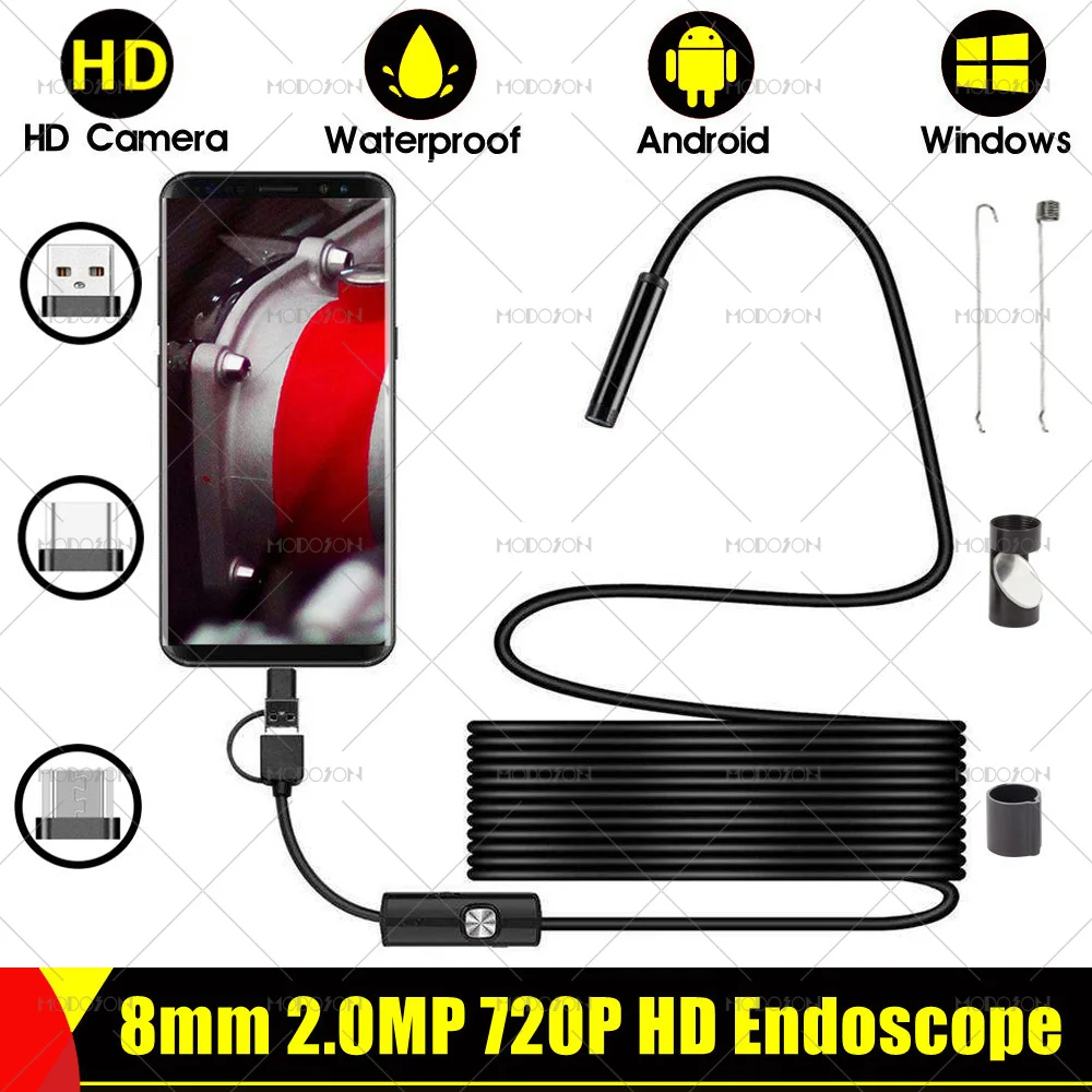 Камера-Эндоскоп 8 мм 720 МП P HD Type-C Micro USB