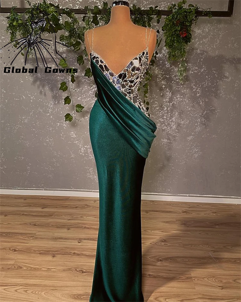 

Sexy Tassel Beaded Diamond Evening Dress Mermaid Party Dresses Women Birthday Gowns African Robe De Soirée Femme