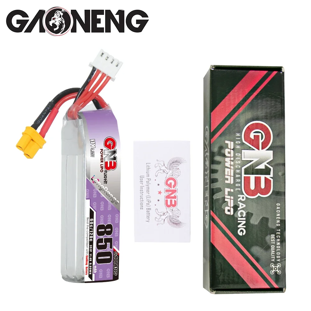 Gaoneng GNB 850 мАч 7 6 В/2 с 11 4 В/3 15 2 В/4 60C HV Lipo аккумулятор разъемом XT30XT60 для Happymodel FPV Racing Cine