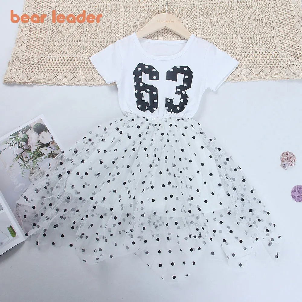 

Bear Leader Teenagers Kids Patchwork Dresses Girls Casual Dresses New 2022 Dots Mesh Summer Print Costumes Baby Outfits 4-13Y