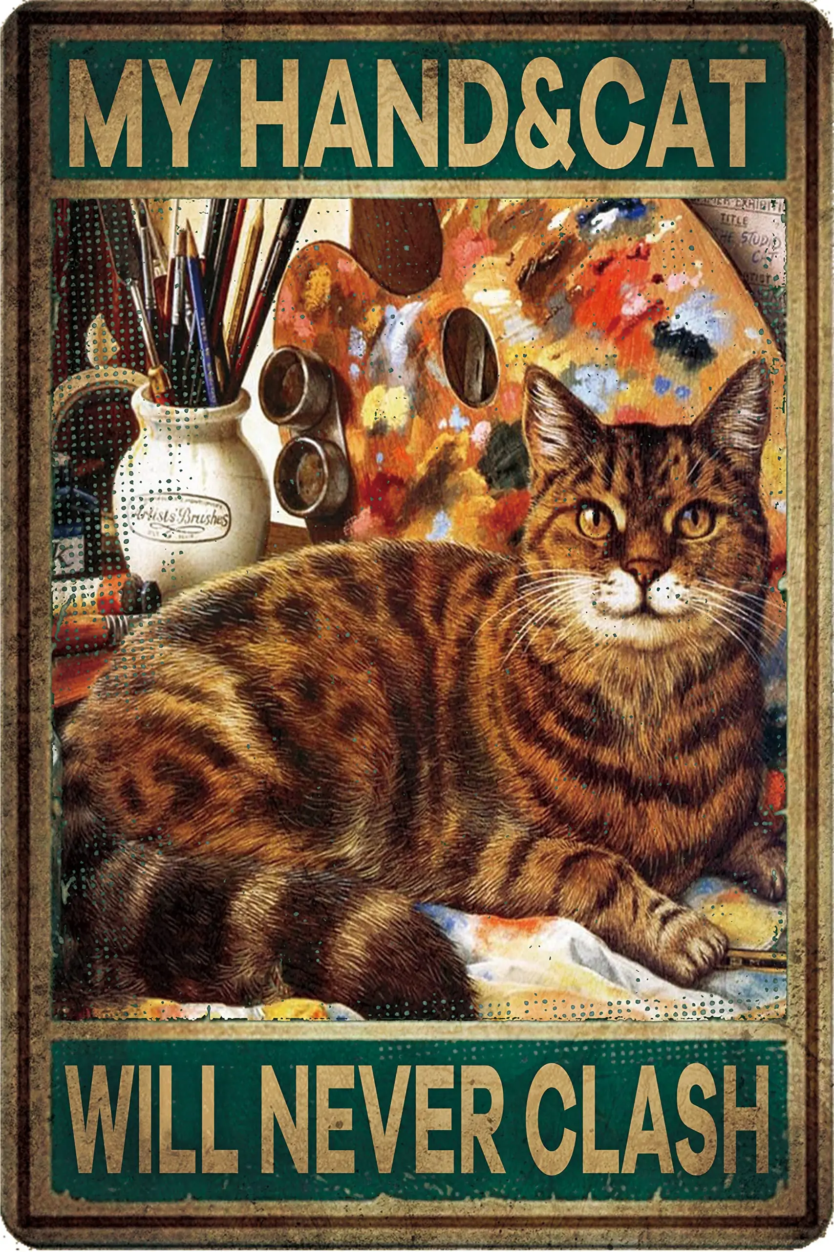 

Винтажный металлический жестяной знак в виде кошки, забавный кот для дома, гостиной, спальни, художественный Настенный декор, железная живо...