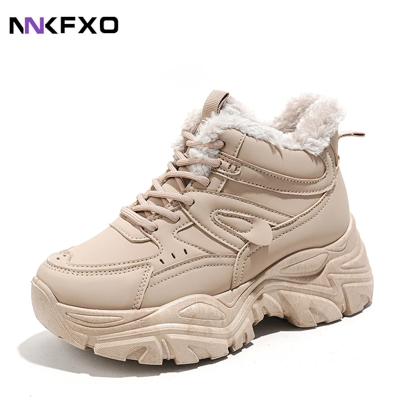 

Женские кроссовки из ПУ кожи, с круглым носком, на толстой подошве