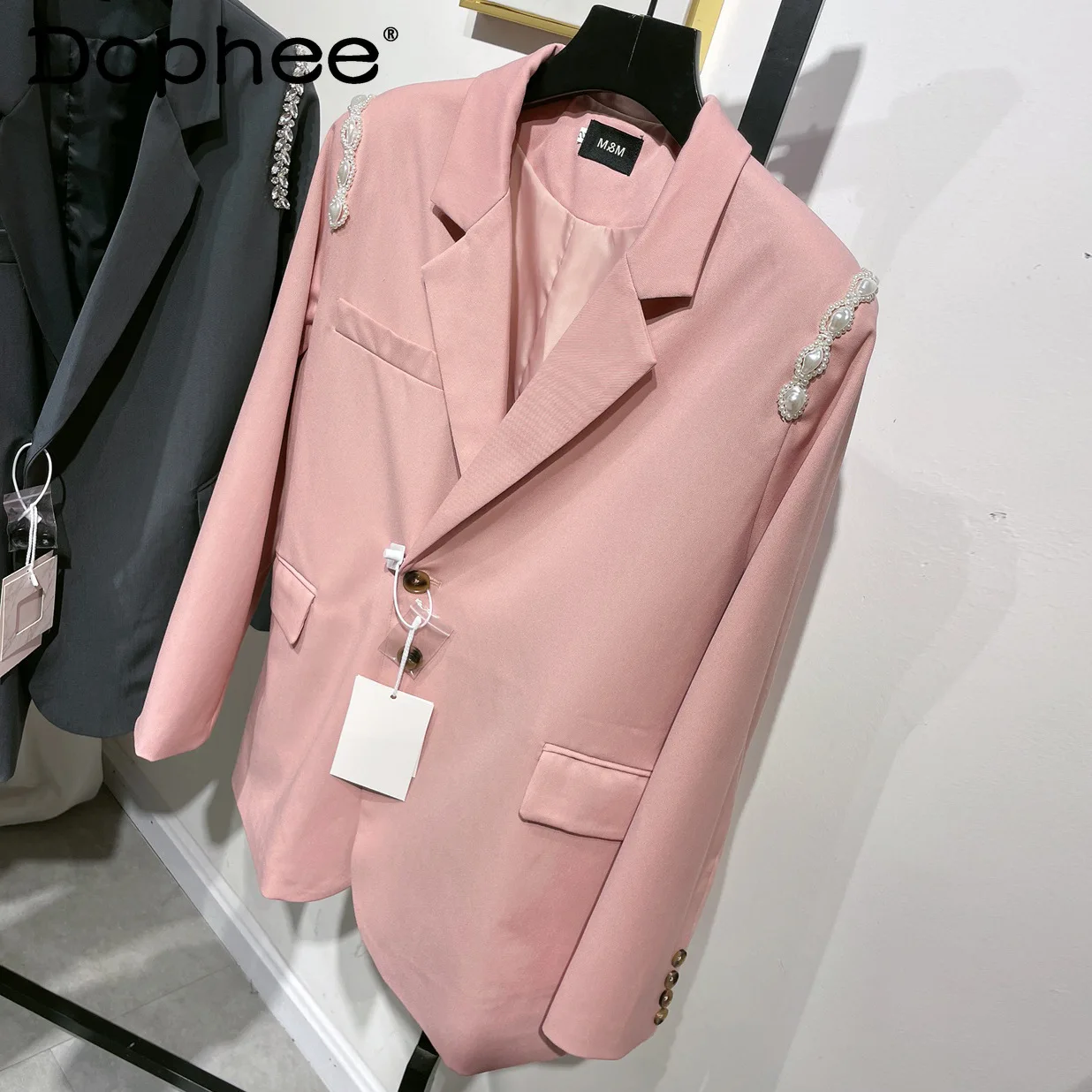 

Heavy Rhinestones Bussiness Formal Suit Jacket for Women 2022 New Spring Clothes Temperament Loose-Fitting Casual Blazer Coat