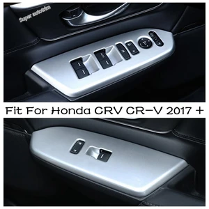 Car Inside Door Trim Panel Pull Handle Window Switch Button Frame Cover Matte / Carbon Fiber Look For Honda CRV CR-V 2017 - 2020