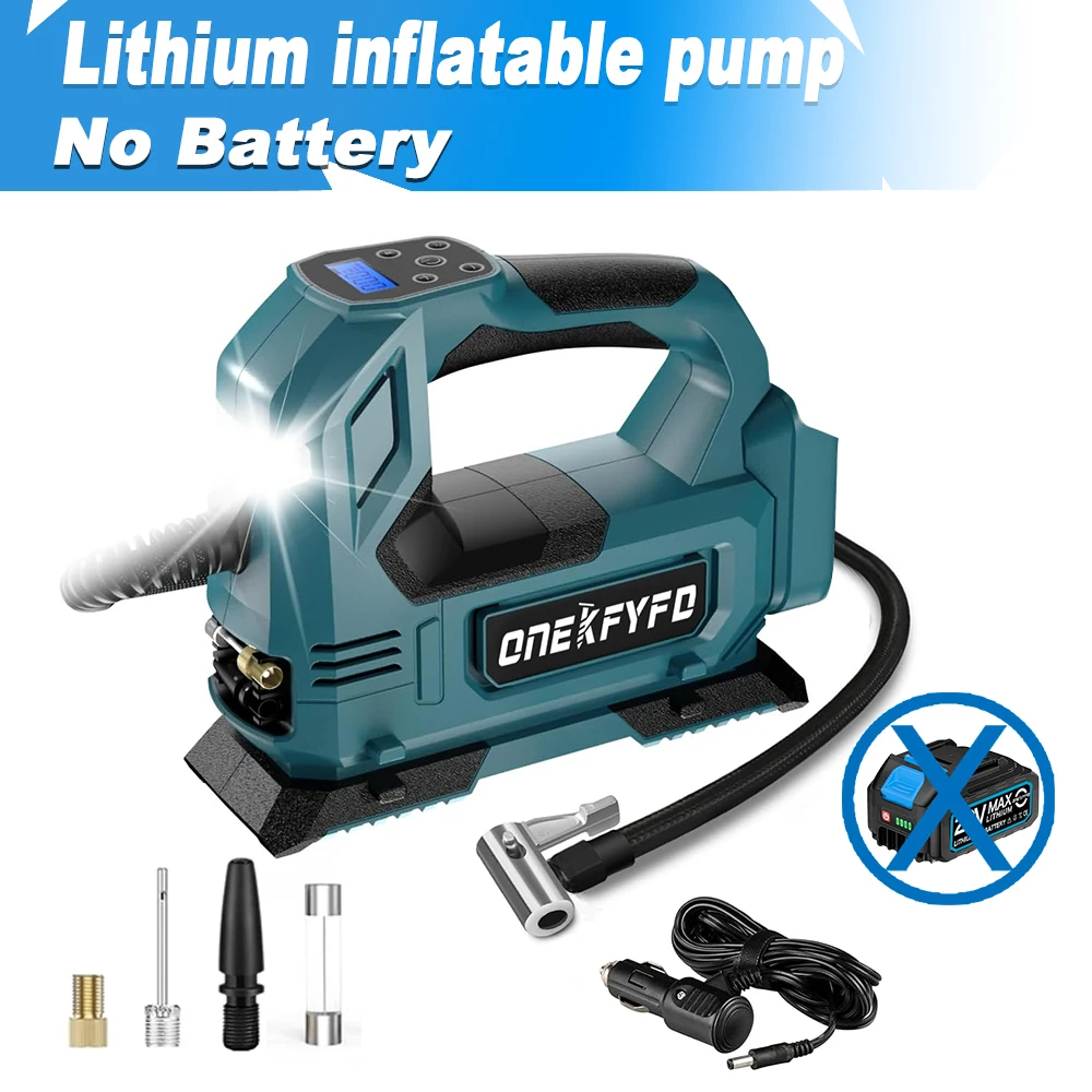 

Портативный цифровой автомобильный воздушный компрессор, беспроводной воздушный насос, электрический надувной насос с индикатором для литиевой батареи 18 В