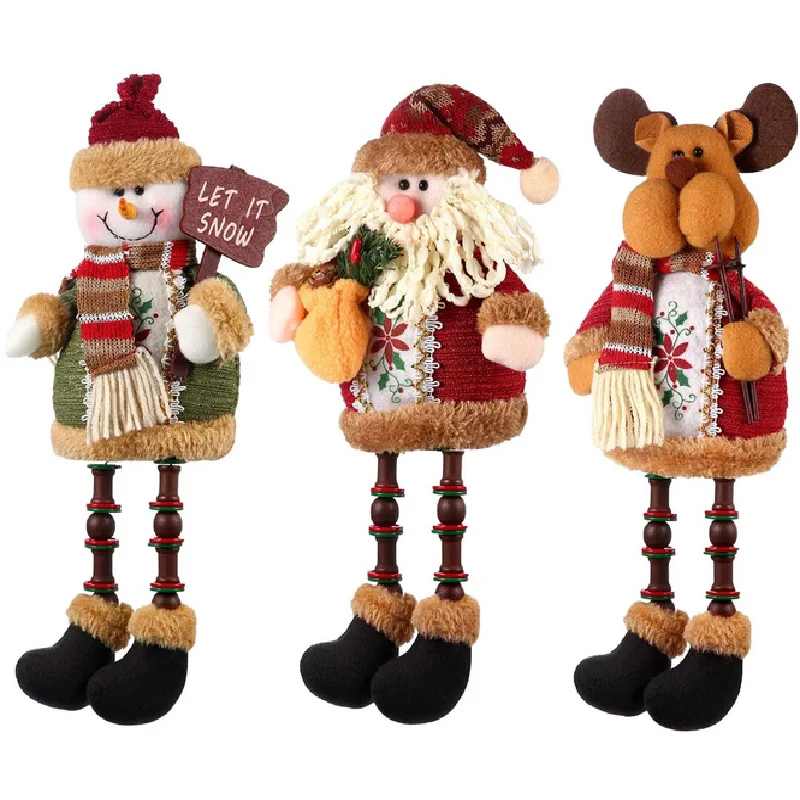 

Рождественские куклы, выдвижные игрушки Санта-Клаус, снеговик, лось, рождественские фигурки, рождественский подарок для детей, красная дета...