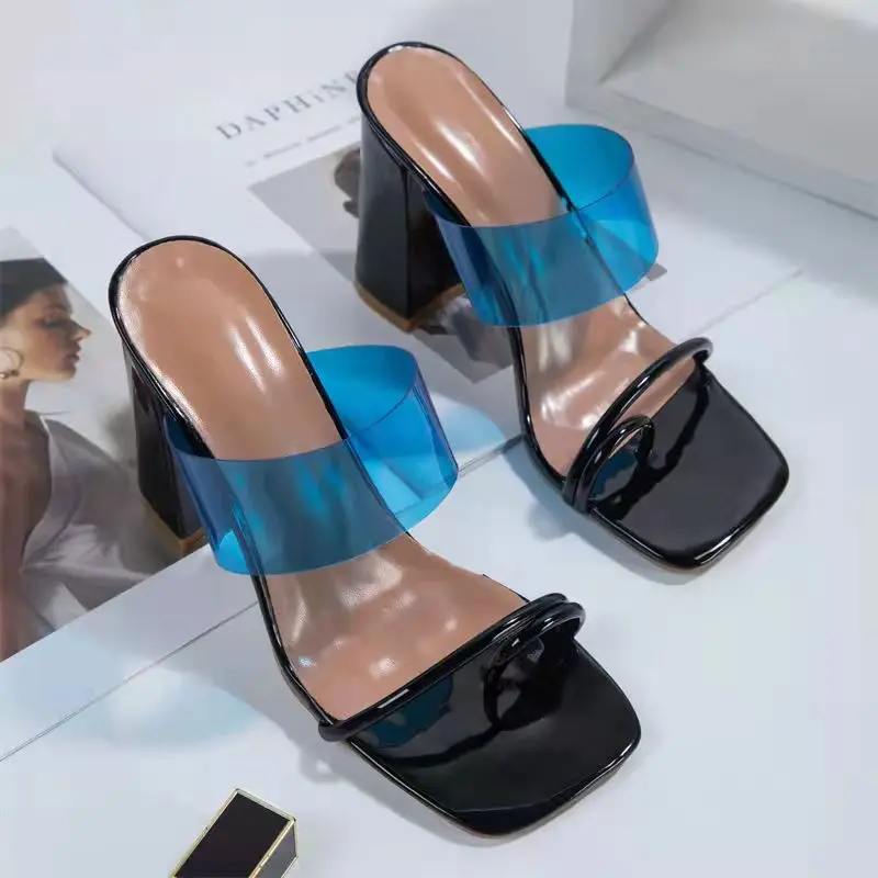 

2022 Women Summer Sandals Slippers Strange Heels Mules Women High-heeled Slippers Ladies Slip on Party Nightclub Slippers