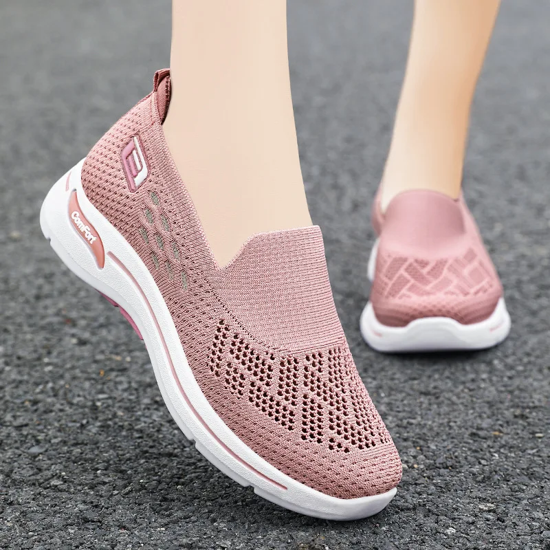 

Tennis Female Sneakers Mesh Breathable Outdoor Soft Sole Flats Ladies Slip On Loafers Comfort Mother Shoes Zapatos De Mujer
