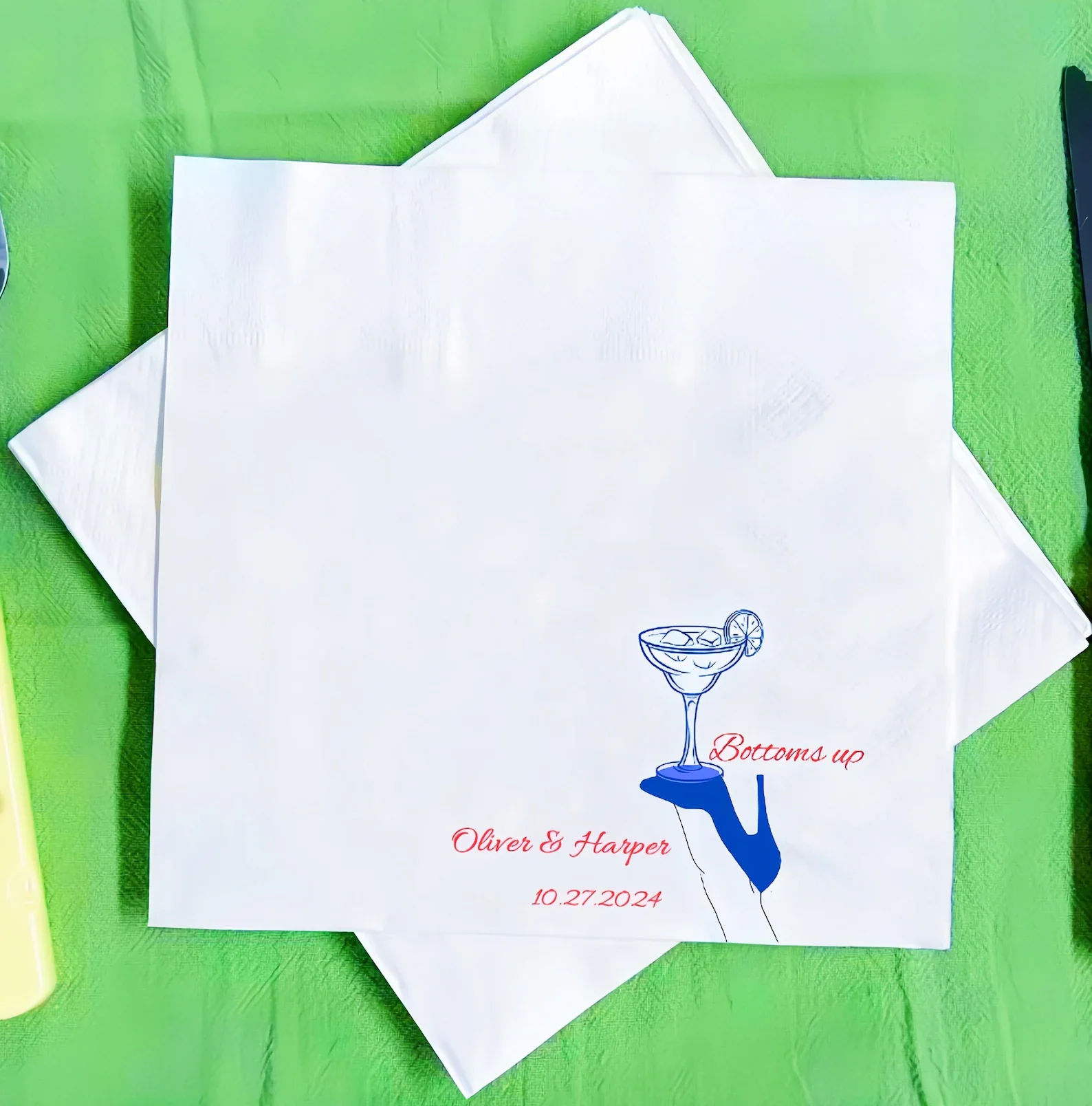 Custom Cocktail Napkins Martini Wedding Anniversary Birthday Retirement