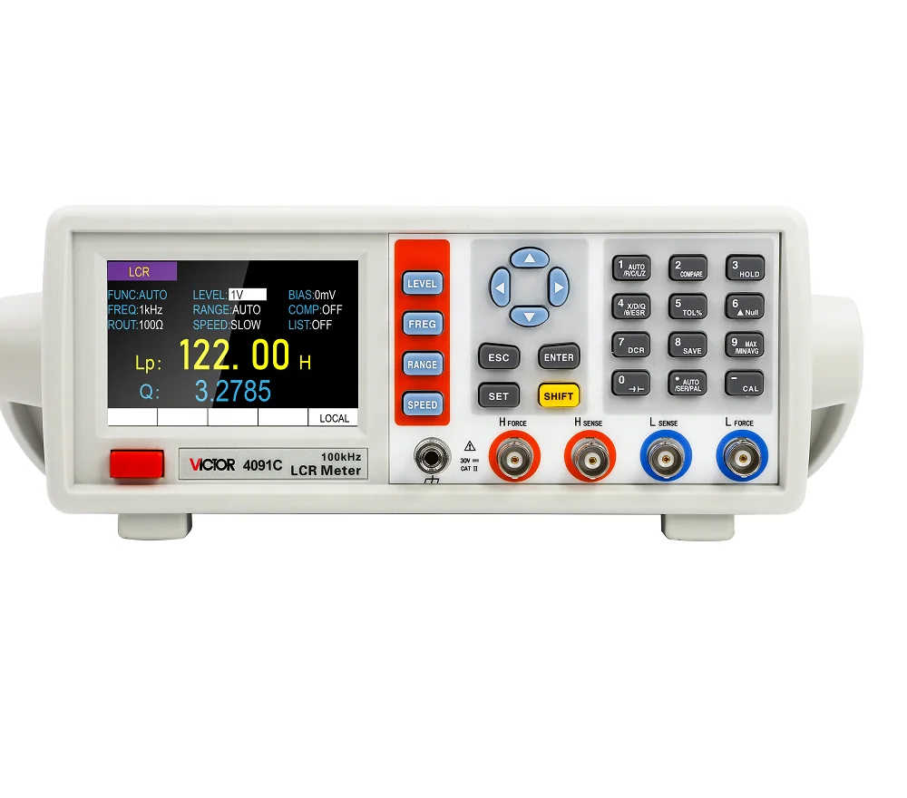 

VICTOR 4091C benchtop LCR meter digital 10-100kHz frequency Inductance 9999H Capacitance 99999uF Resistance 99.99Mohm USB RS232