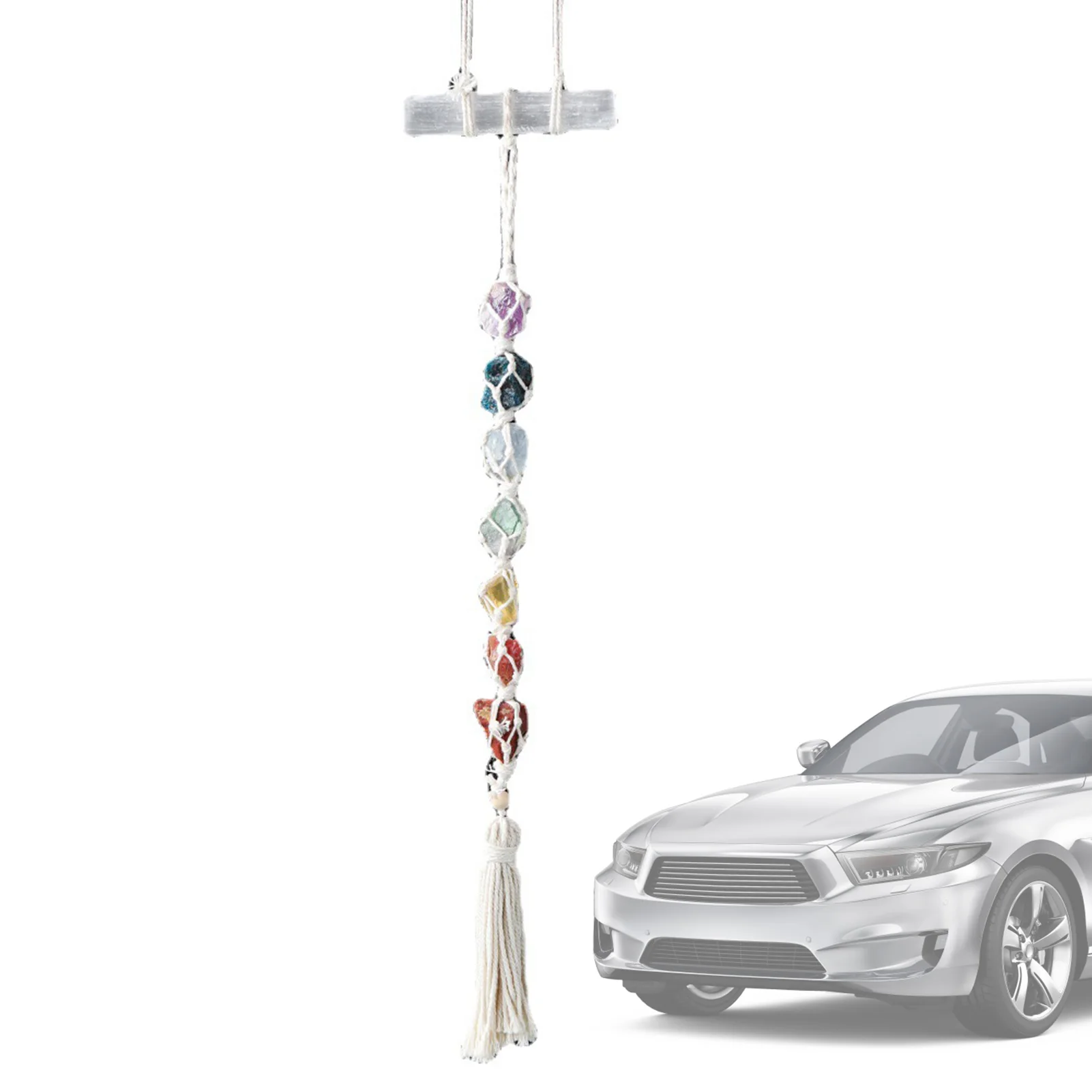 

7 Chakras Stones Healing Crystals Car Hanging Tumbled Gemstones Meditation Hanging Ornament Tree Memorial Pendant Christmas Gift