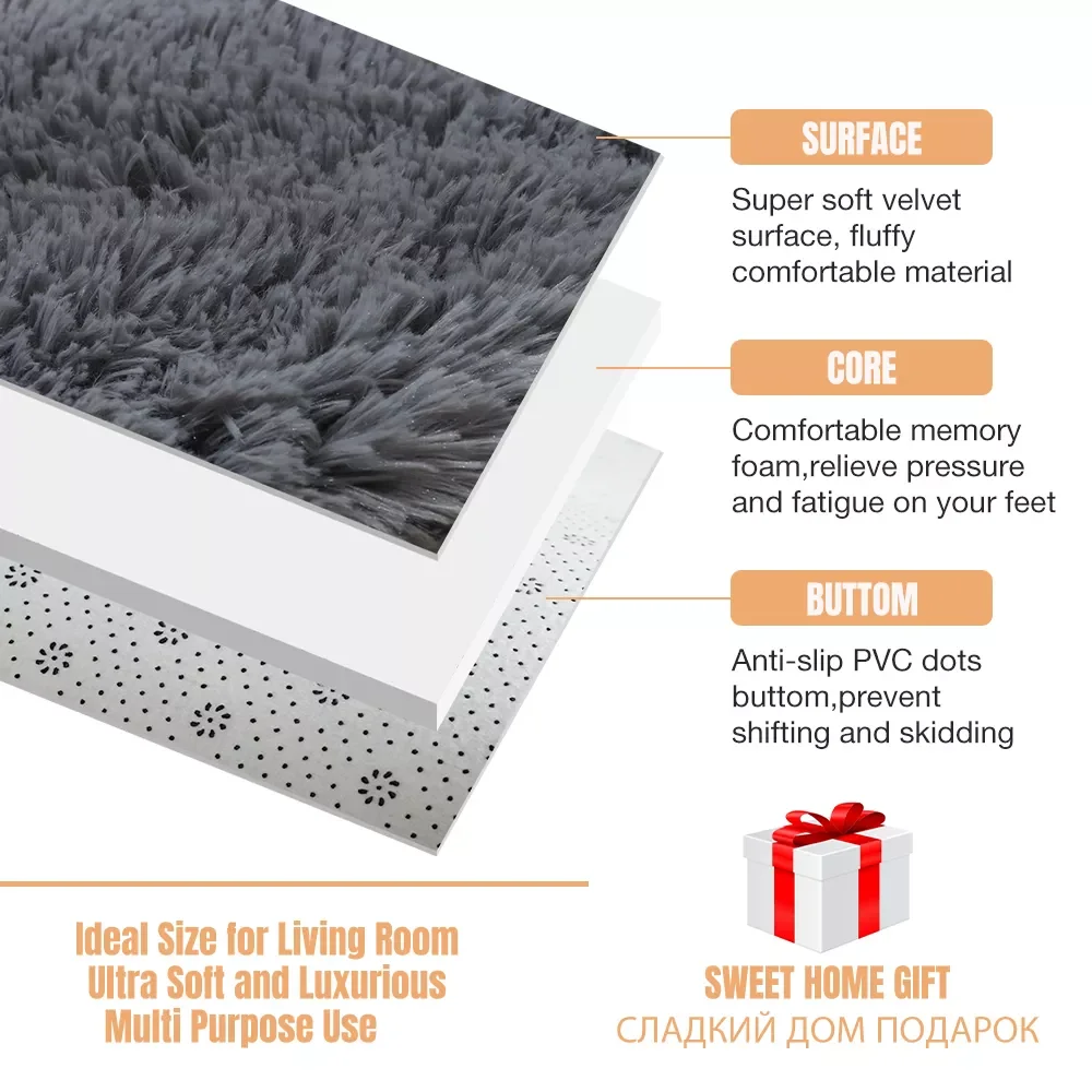 

for Living Room Fluffy Bed Room Rug Home Decor Window Bedside Carpets Thick Rugs Soft Velvet Mat High Quality
