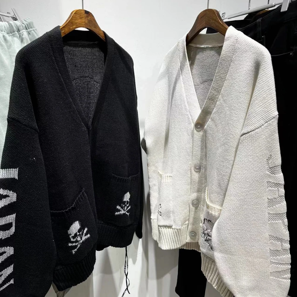 

Модный теплый кардиган с принтом черепа 2022ss, шерстяной свитер, уличная одежда, пальто, мужские и женские свитшоты, одежда для улицы