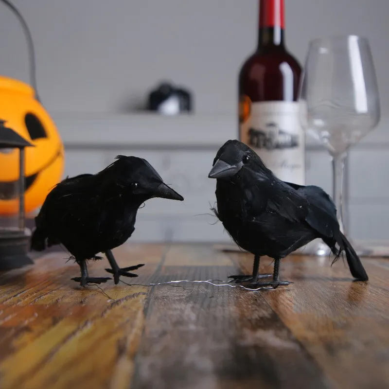 

Halloween Decor 3pcs Black Birds New Halloween Crow Desktop Decoration Black Crow Terrifying Prop Home Desktop Decor