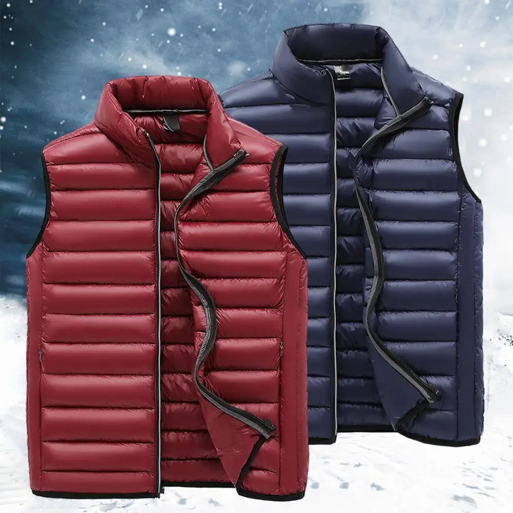 

Men Vest Coat with Invisible Pockets Sleeveless Ultra-light Men Puffer Waistcoat Winter Clothing Male Vest Jacket Keep Warm