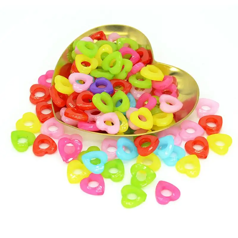 

50 шт./упаковка, разноцветные бусины в форме сердца, 14 мм