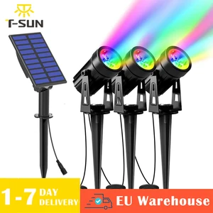T-SUN Солнечный Точечный светильник IP65 Водонепроницаемый RGB солнечный светильник садовый светильник наружная Солнечная энергия лампа для ландшафтного украшения сада