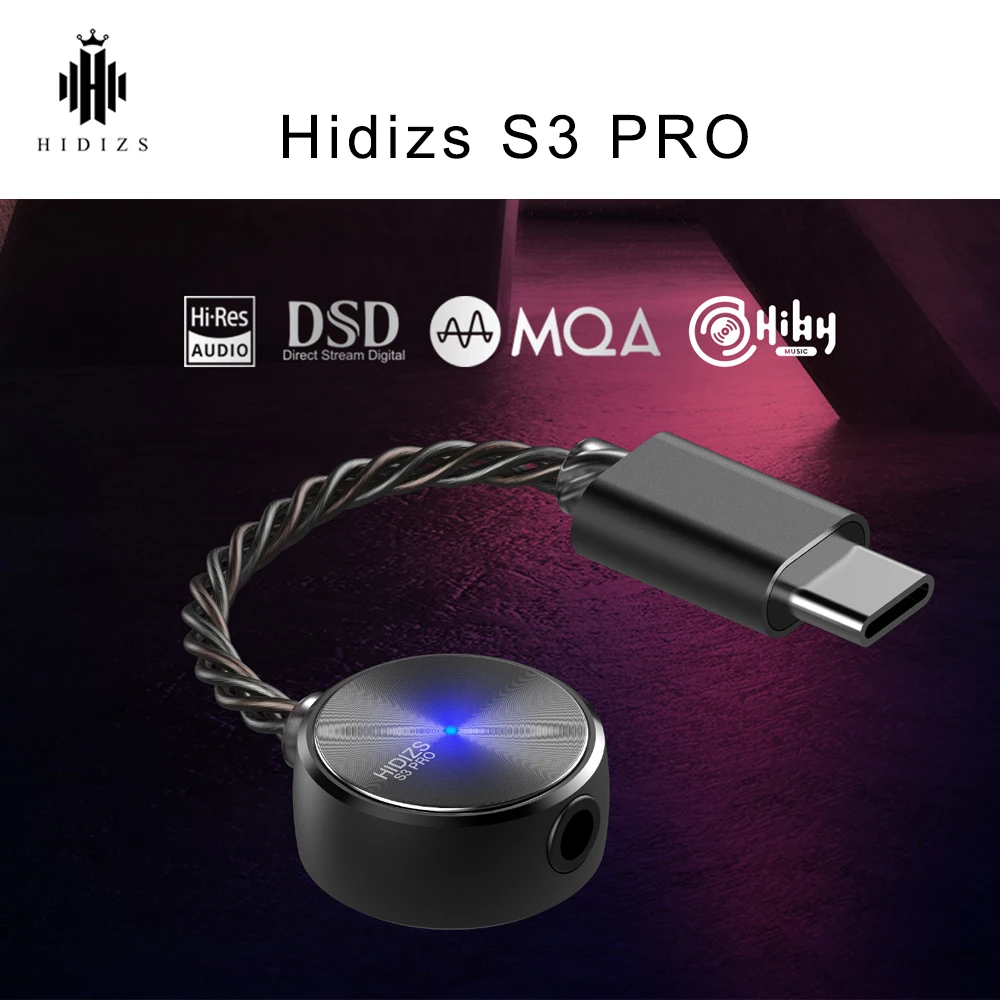 

Hidizs S3 PRO Dongle USB C Type-C To 3.5mm MQA 8X TIDAL DAC Ultra Hi-Res Portable Amplfier Support Microphone For Phones PC
