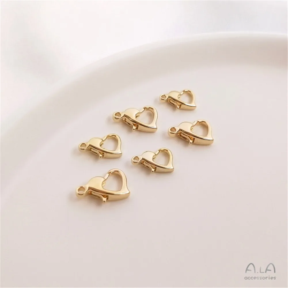 

14K Gold Filled Plated Light gold love shape spring clasp Lobster clasp DIY hand bracelet necklace clasp accessories