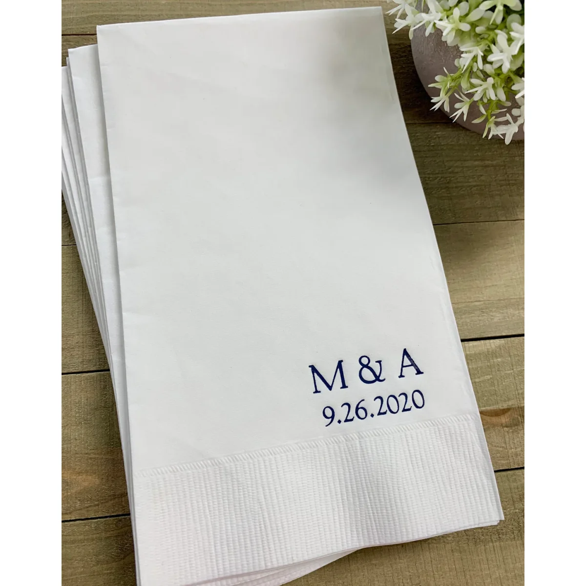 50pcs Personalized Hand Guest Towels Paper Dinner Napkins Wedding Favors Hostess Gift Party Engagement Monogram Birthday Bar Bat