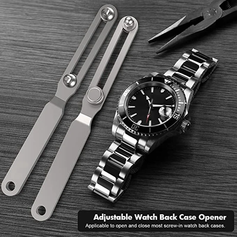 

1 Piece Watch Case Back Opener Adjustable Watch Back Remover Tool Wrench Type Remover Silver Watchmaker Battery Replacement