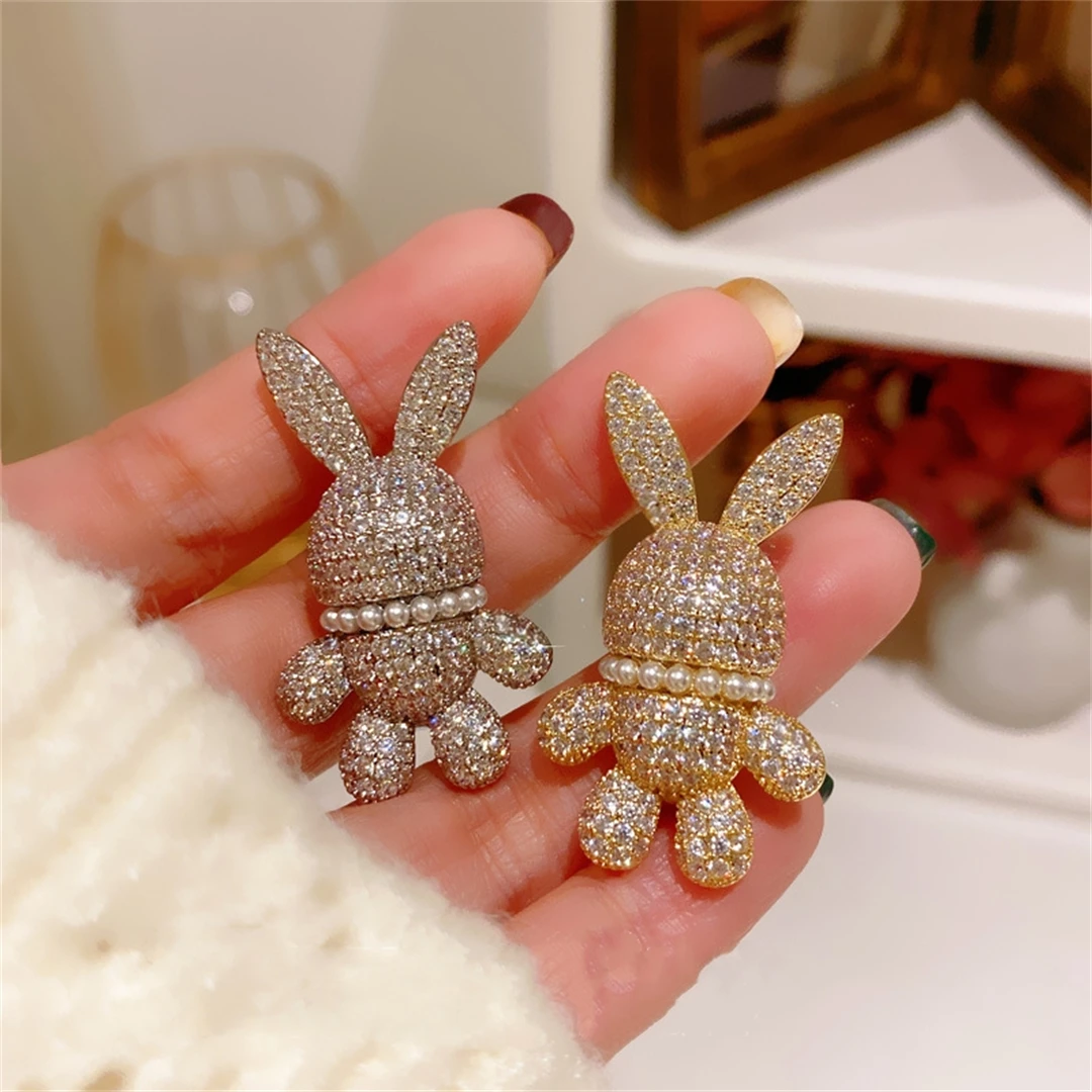 

MeiBaPJ Three-dimensional Full Drilling Rabbit Brooch Style Party Gift Fine Fashion Luxurious Jewelry for Women