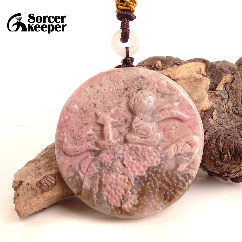 Модное ожерелье с подвеской из натурального родонита, колье для женщин и мужчин, ювелирное изделие ручной работы BH492