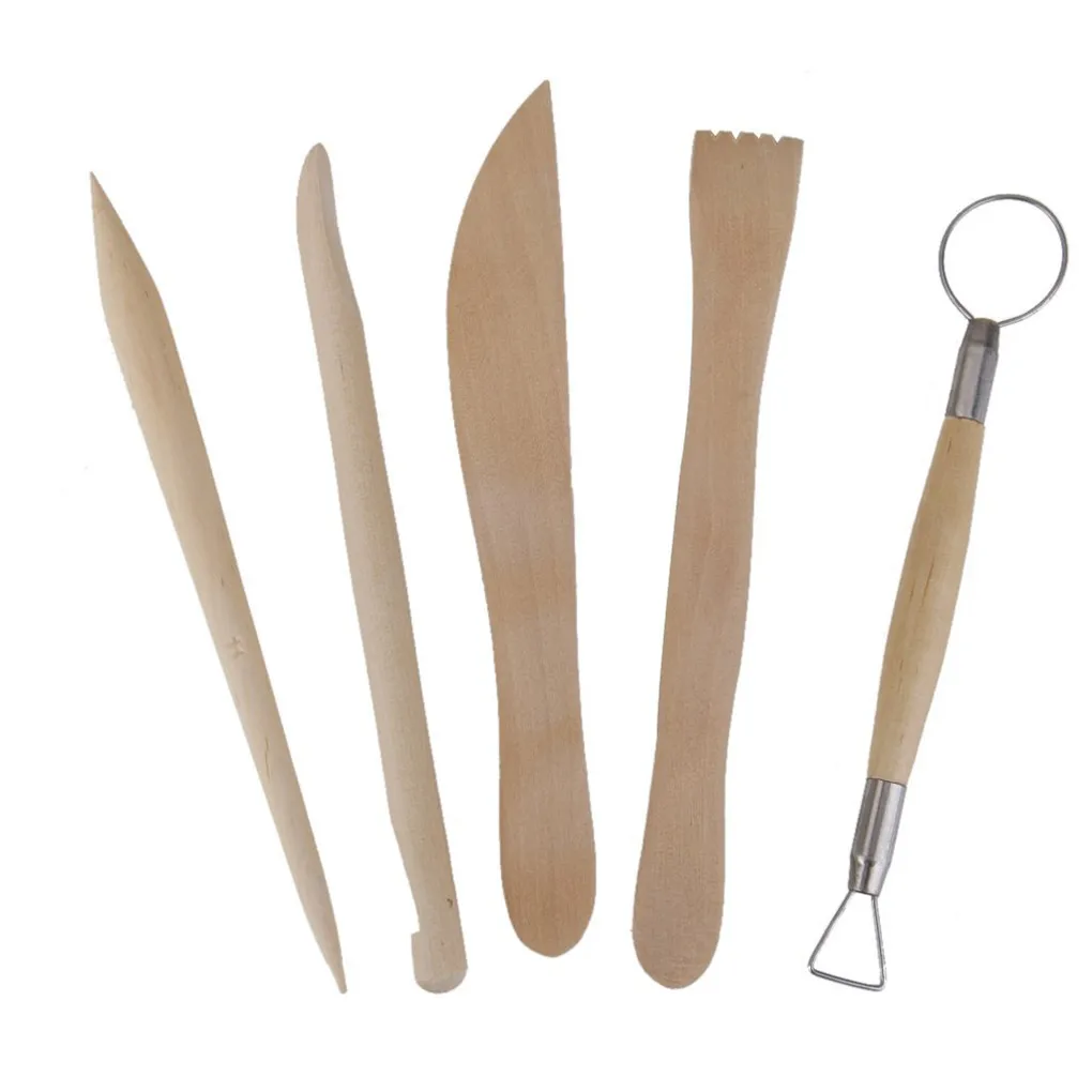 

5Pcs Wooden Pottery Clay Sculpture Carving Tool Set Sculpt Geometry Tool