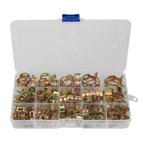 

115pcs Spring Hose Clamps 6-22mm Zinc Plated Spring Clip Fuel Line Hose Water Pipe Air Tube Clamps Fastener Pipe Clamp