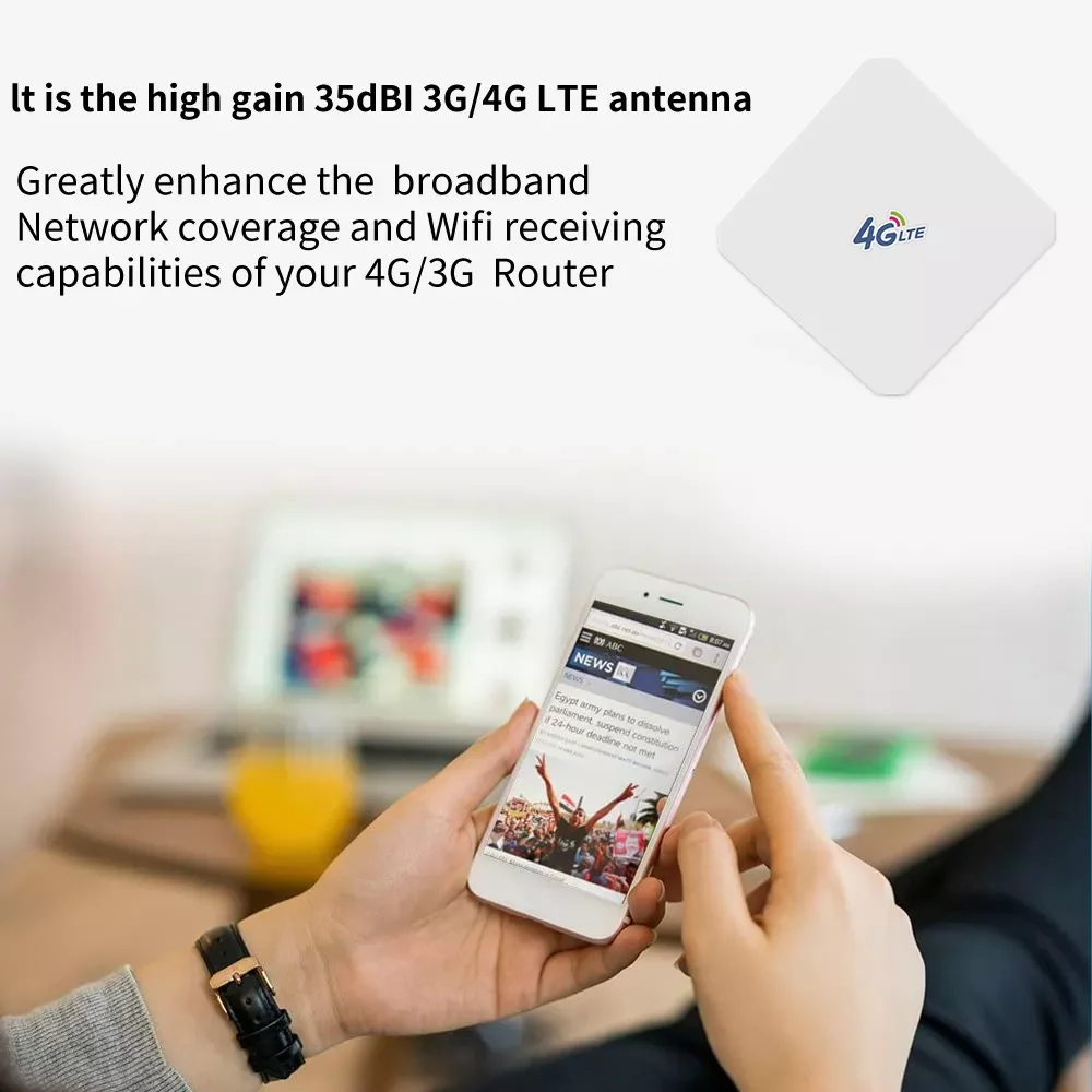 4G LTE Antenna 35dBi Panel Antena with SMA TS9 CRC9 Male Connector 3m Cable for 4G Modem Router Adapter Connector Signal Zoom