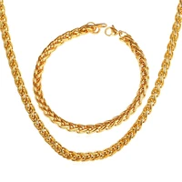 collare chain for men goldblack gun color link chain stainless steel bracelet necklace set wholesale men jewelry s223
