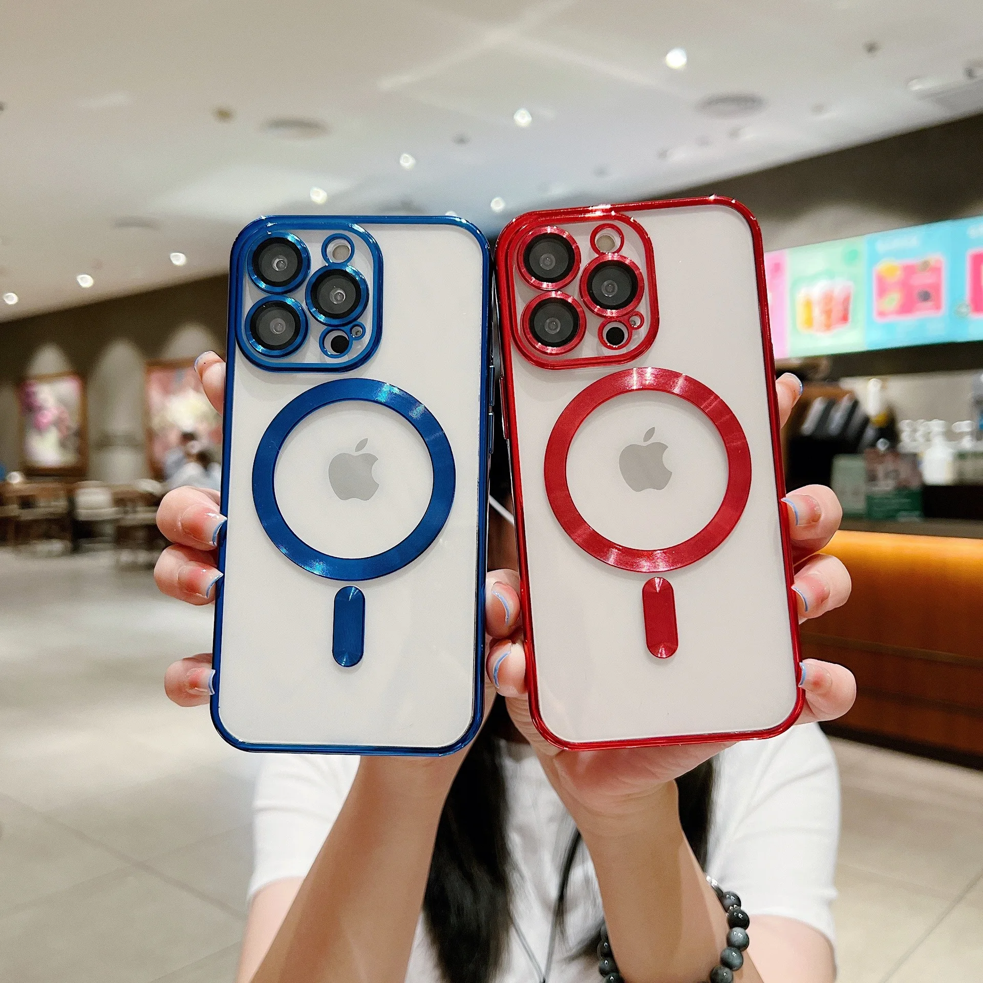 

Luxury Plating Clear Magnetic For Magsafe Wireless Charge Case For iPhone 14 13 12 11 Pro Max X XR XS 8 Plus Soft Silicone Cover