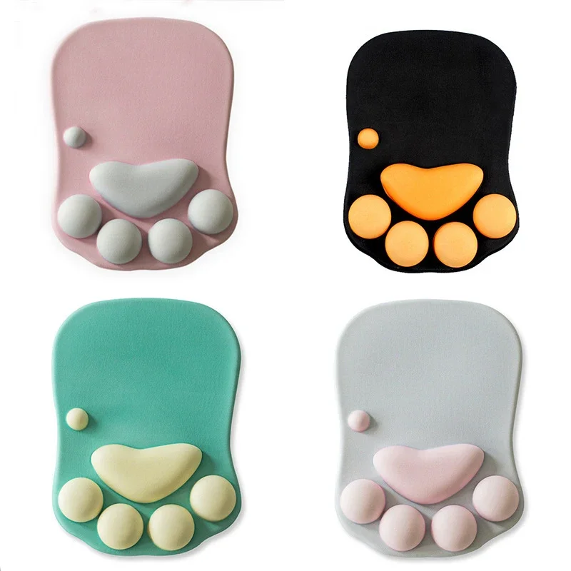 

Cushions Pad Soft Mouse Foam Memory Supplies Cute Mousepad Mat Paw Laptop Kawaii Desk Rest Computer Wrist Silicone Office Cat