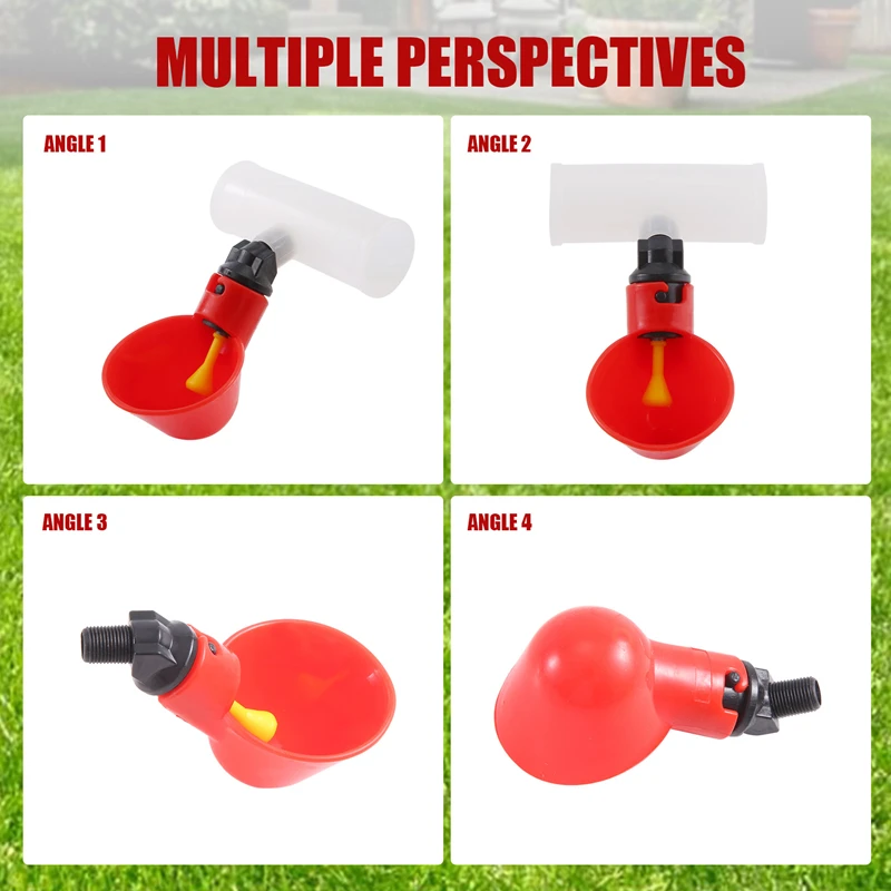 Chicken Drinking Cup 10 Pieces Automatic Drinker Red Plastic Duck Bird Quail Pigeon Hen Bowl