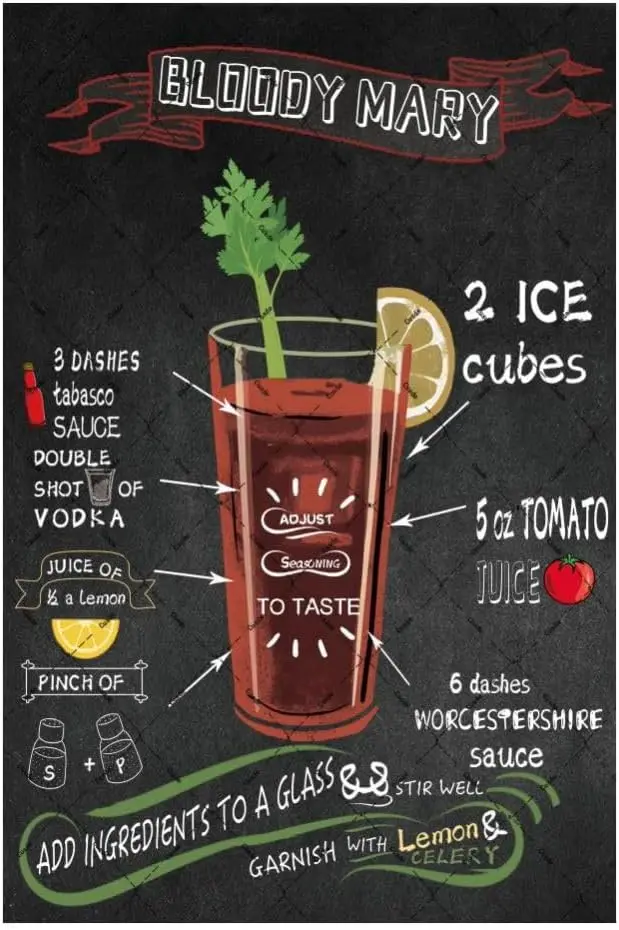 Cusde Bloody Mary Коктейльный Рецепт Металлические Оловянные Вывески Винтаж Бар